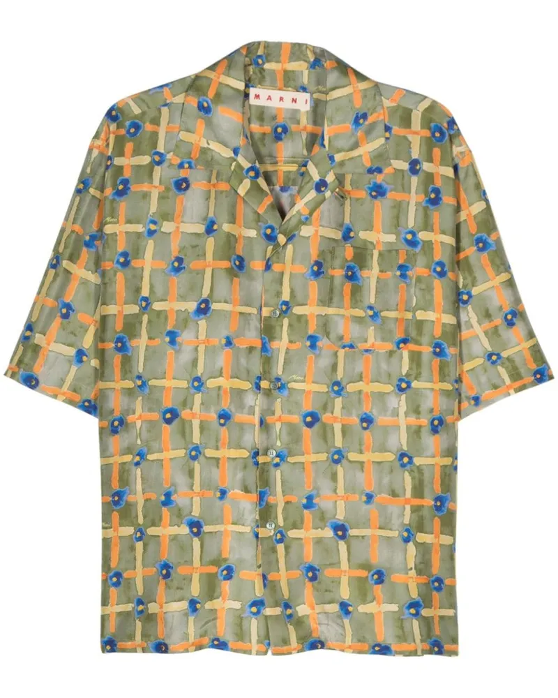 Marni Seidenhemd mit grafischem Print - Grün Grün