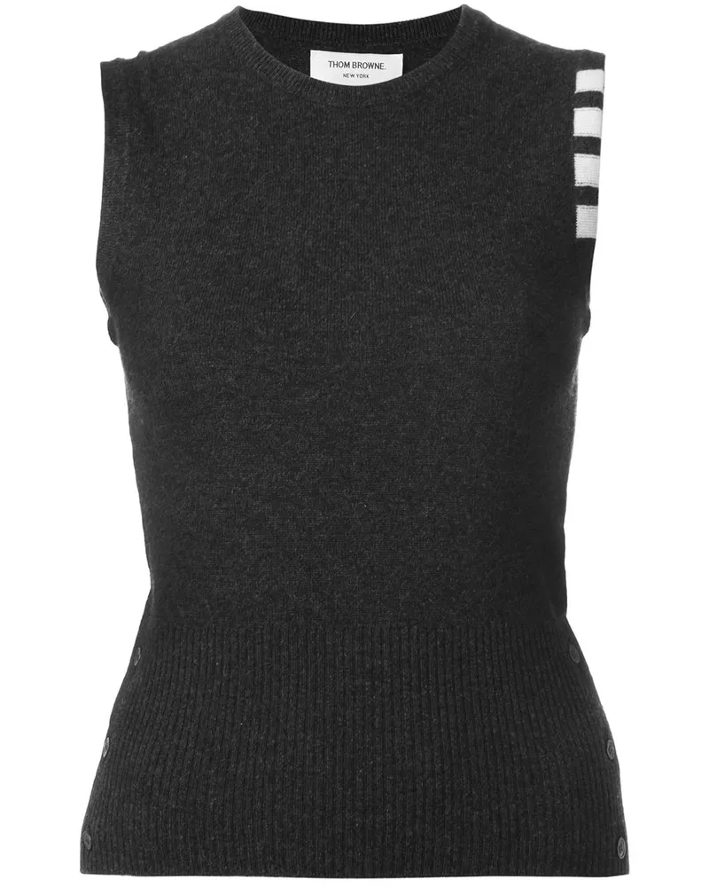 Thom Browne Kaschmirtop mit weißen Streifen - Grau Grau