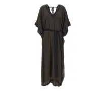 Kaftan-Maxikleid mit Monogramm-Print - Schwarz