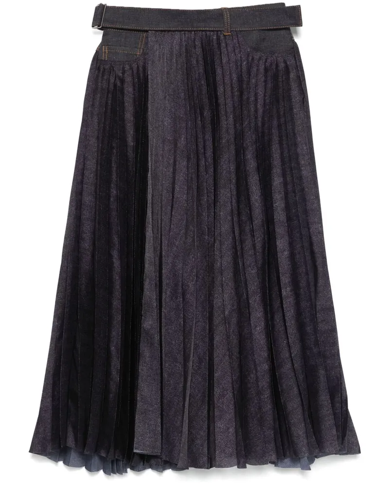 Sacai Plissierter Midirock - Blau Blau