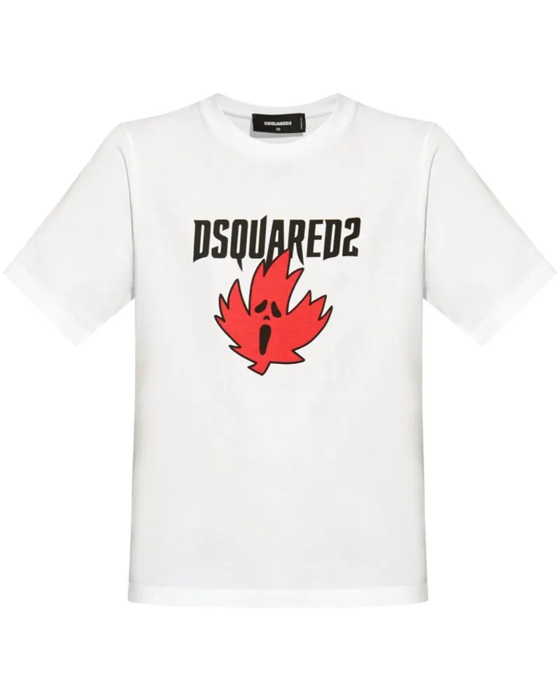 Dsquared2 Horror T-Shirt mit Ahornblatt-Print - Weiß Weiß