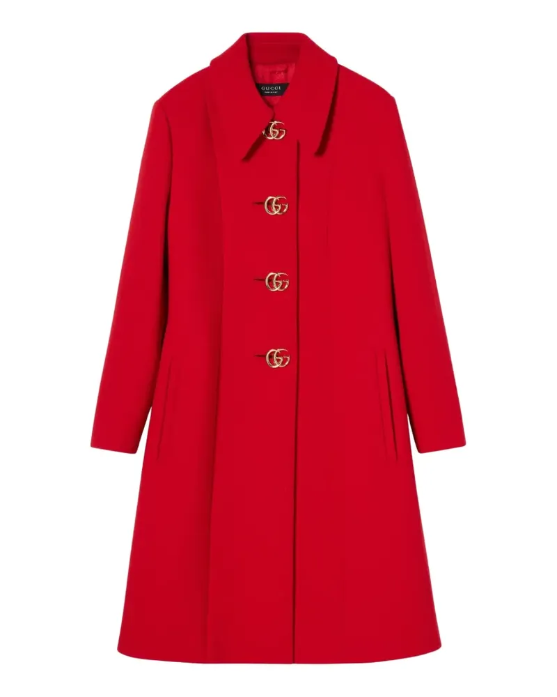 Gucci logo button wool coat - Rot Rot