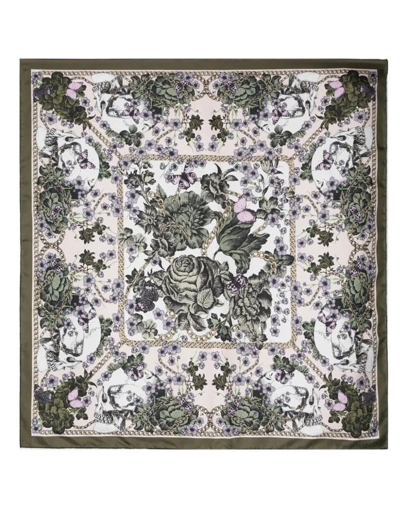 Alexander McQueen Blossom Skull Schal - Grün Grün
