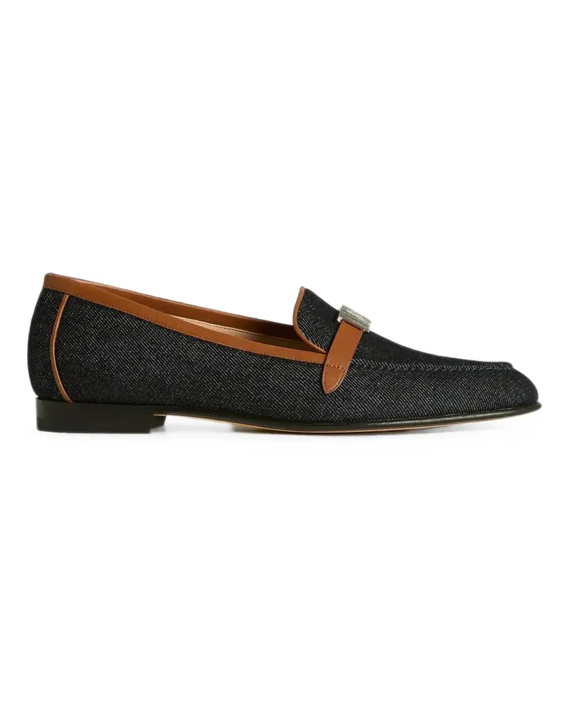 Kiton Loafer mit Lederbesatz und Schild - Blau Blau