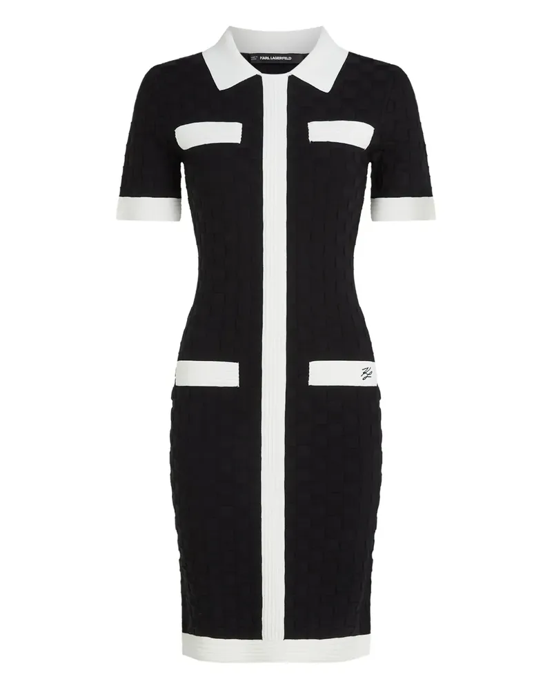 Karl Lagerfeld Polokleid mit Kontrastpaspeln - Schwarz Schwarz