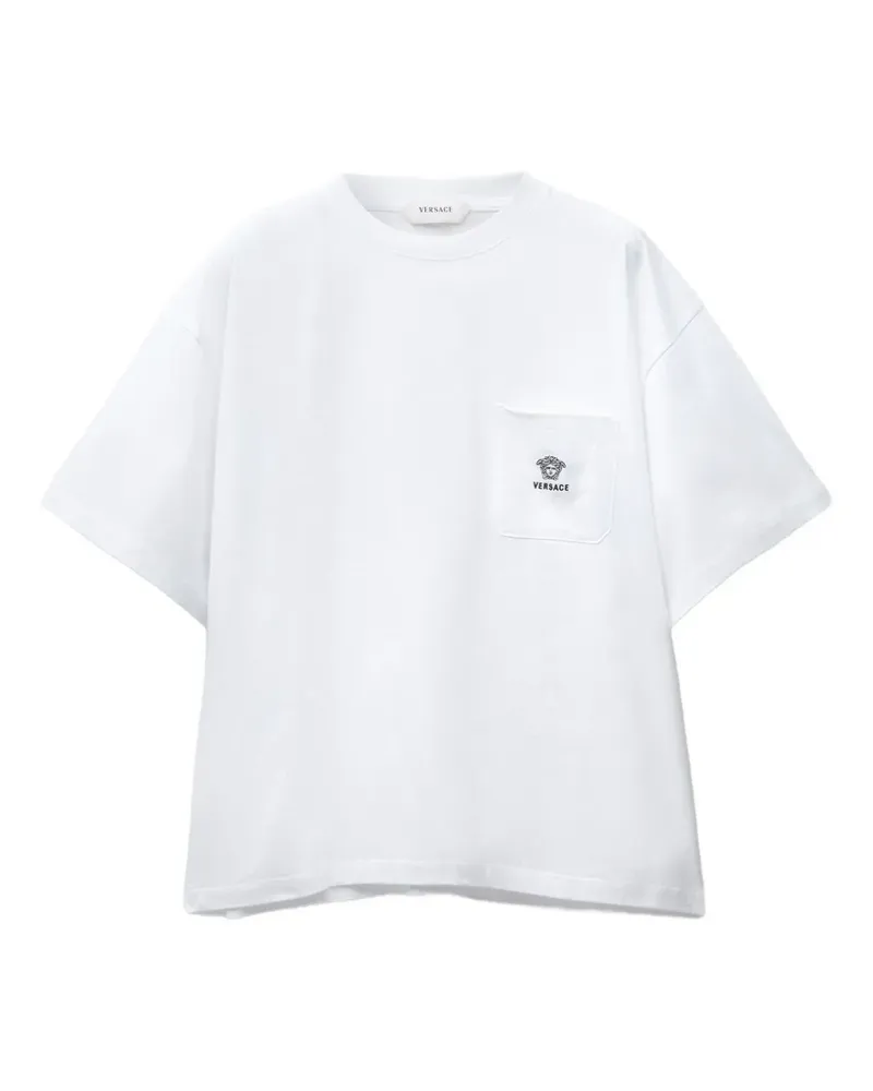 Versace T-Shirt mit Logo-Stickerei - Weiß Weiß