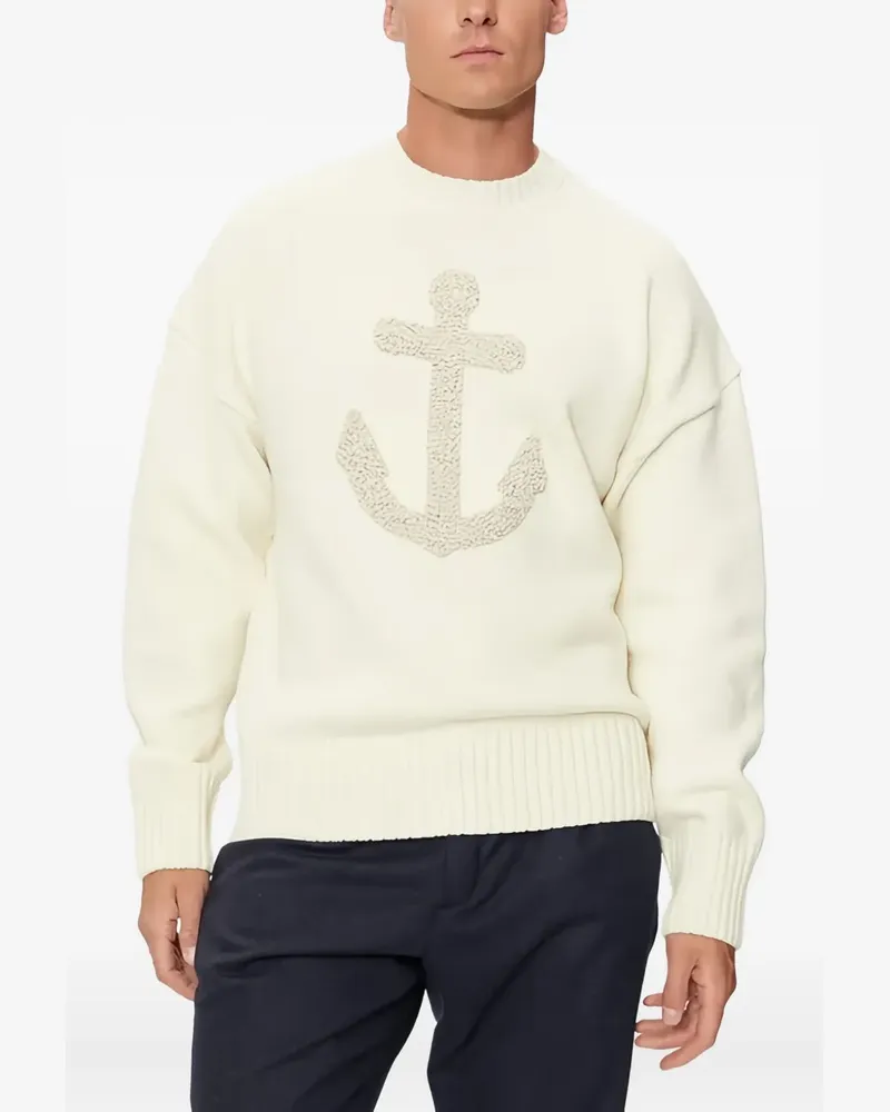 Paul & Shark Pullover mit Anker - Weiß Weiß