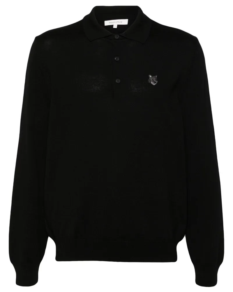 Kitsuné Poloshirt mit Fuchsmotiv - Schwarz Schwarz