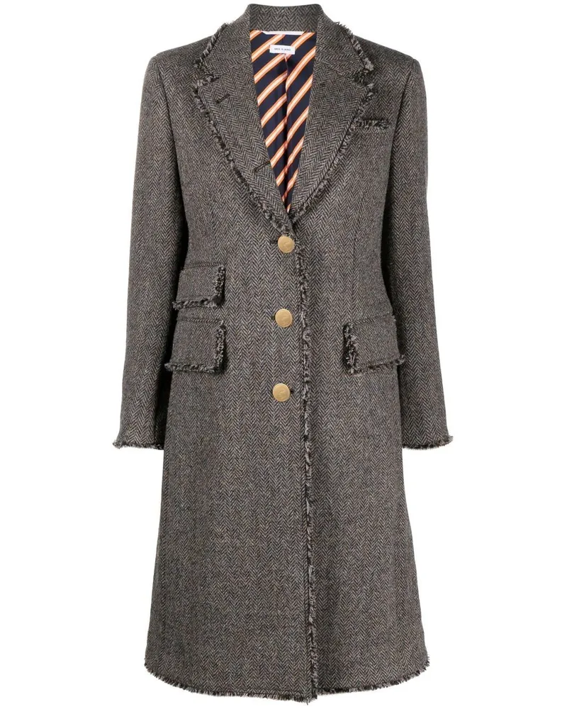 Thom Browne Tweed-Mantel mit Fischgrätenmuster Braun