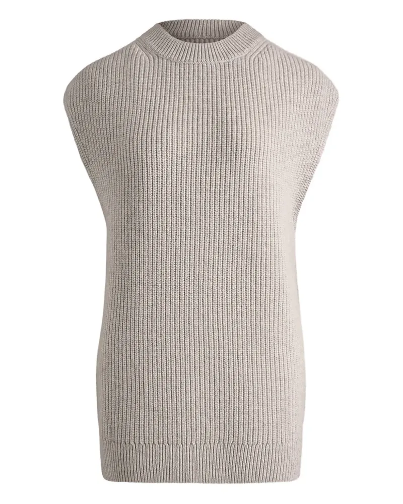 12 STOREEZ Gerippter Pullunder - Grau Grau