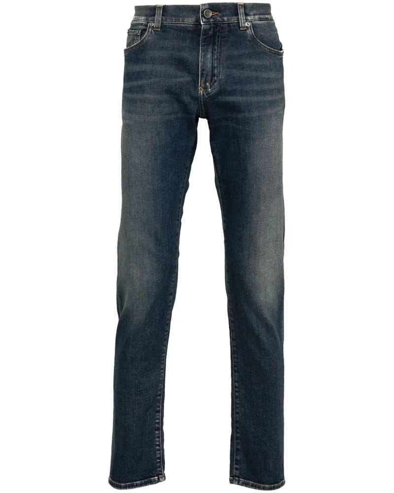 Dolce & Gabbana Slim-Fit-Jeans mit Logo-Schild - Blau Blau