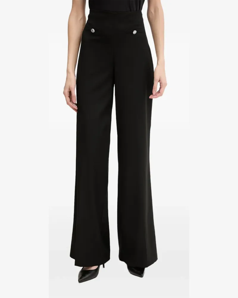 Morgan button-detail wide-leg trousers - Schwarz Schwarz