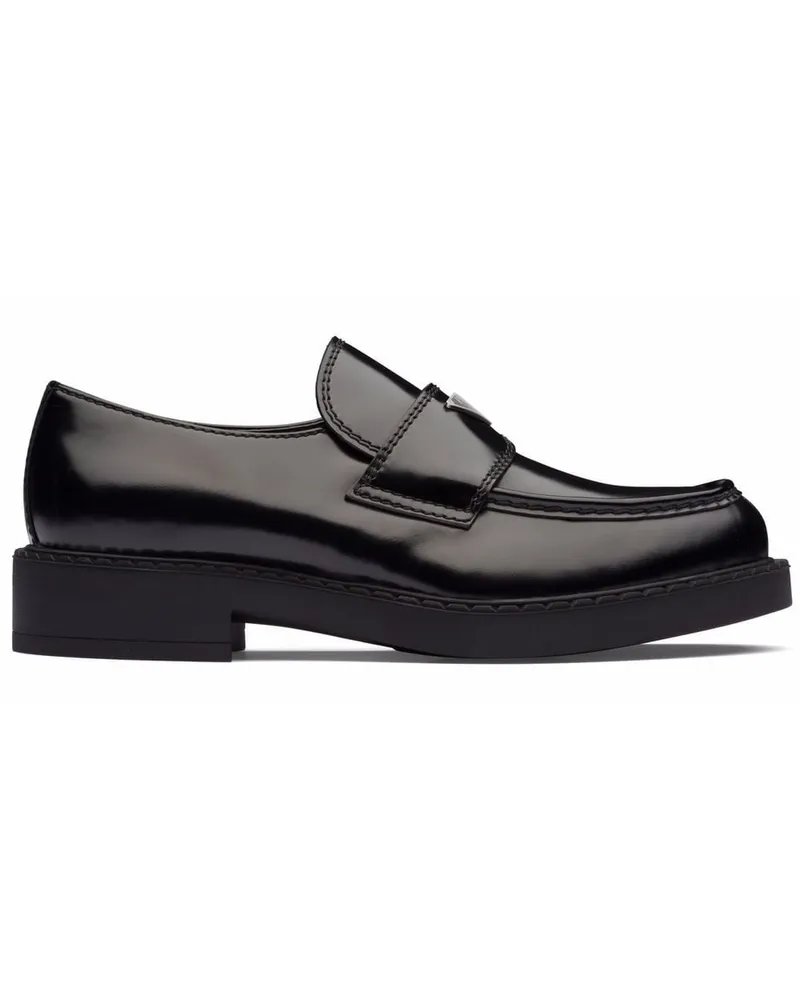 Prada Chocolate Loafer aus gebürstetem Leder Schwarz