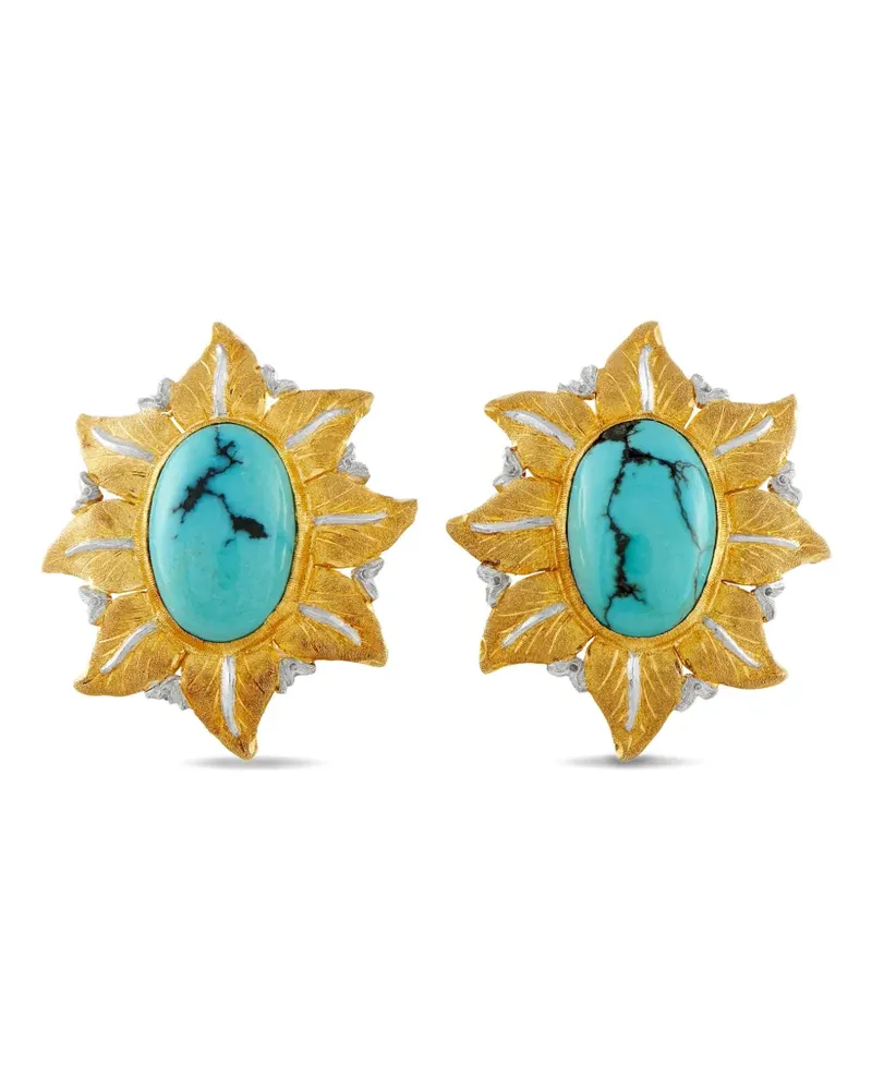 Buccellati floral turquoise earrings - Gold Gold