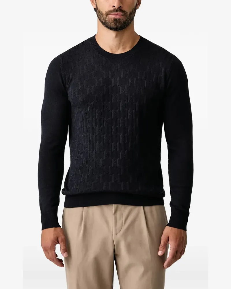 Karl Lagerfeld Pullover mit Monogramm-Jacquard - Schwarz Schwarz