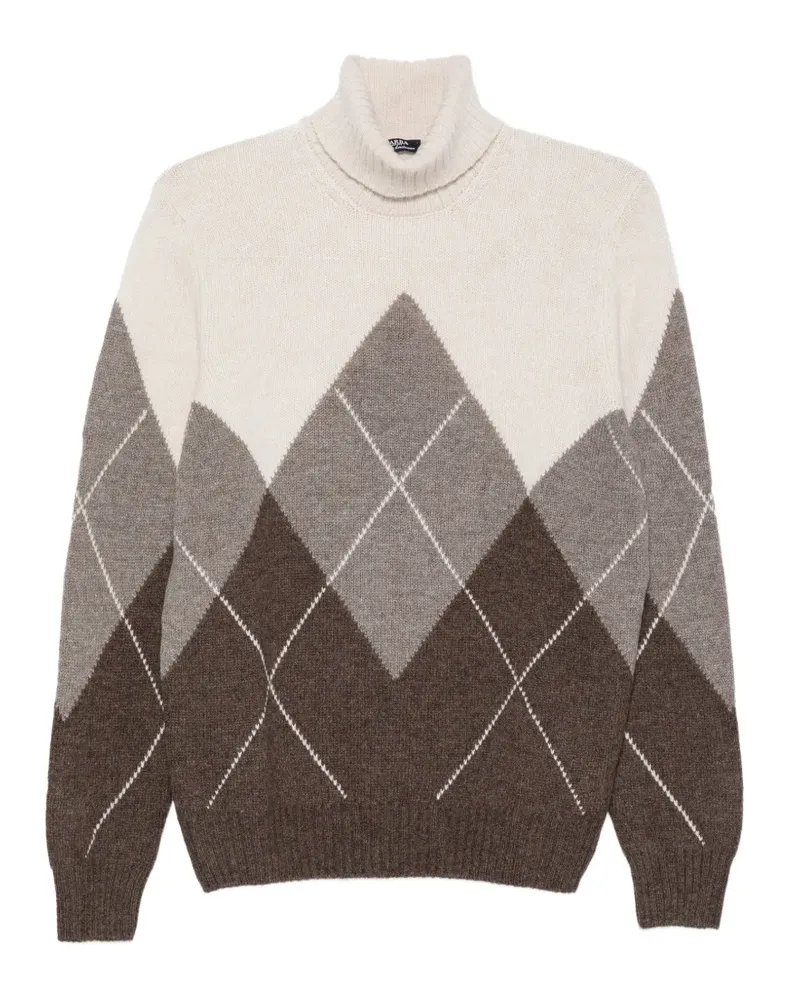 BARBA Rollkragenpullover mit Argyle-Muster - Nude Nude