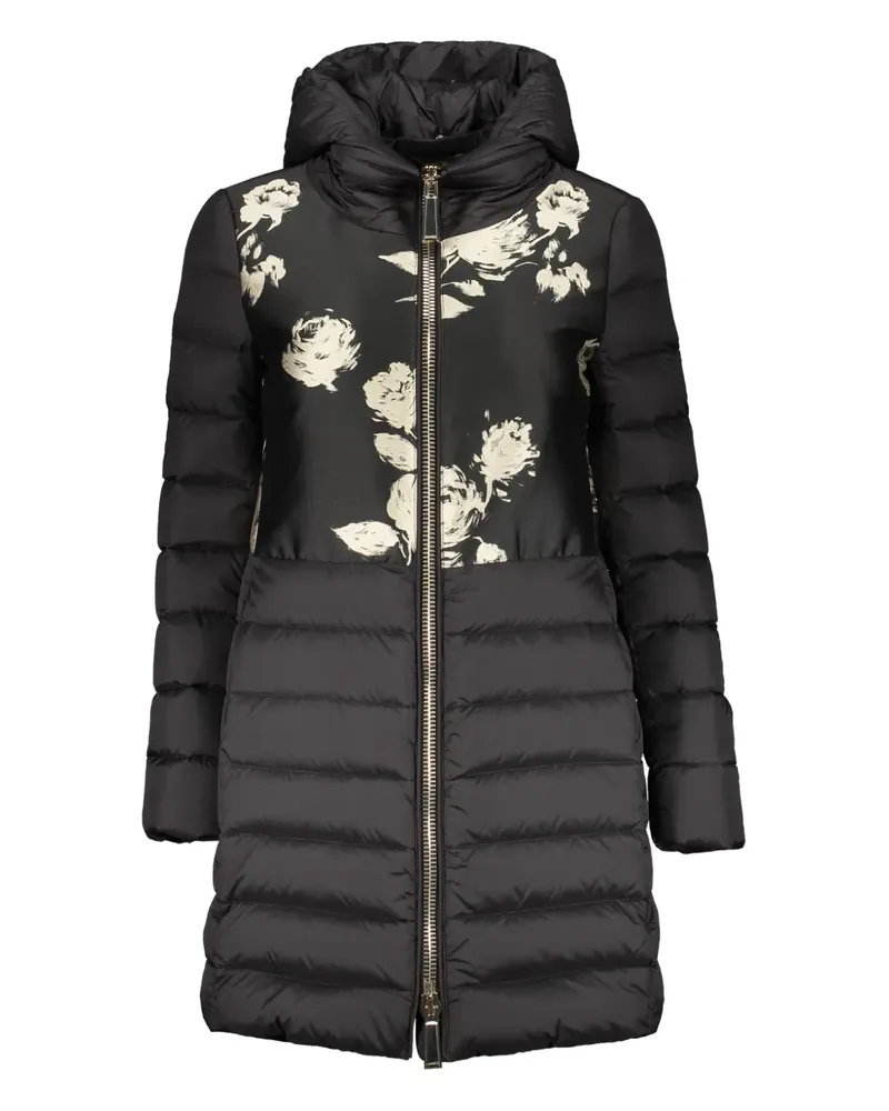 MOORER Daunenjacke mit Blumen-Print - Schwarz Schwarz