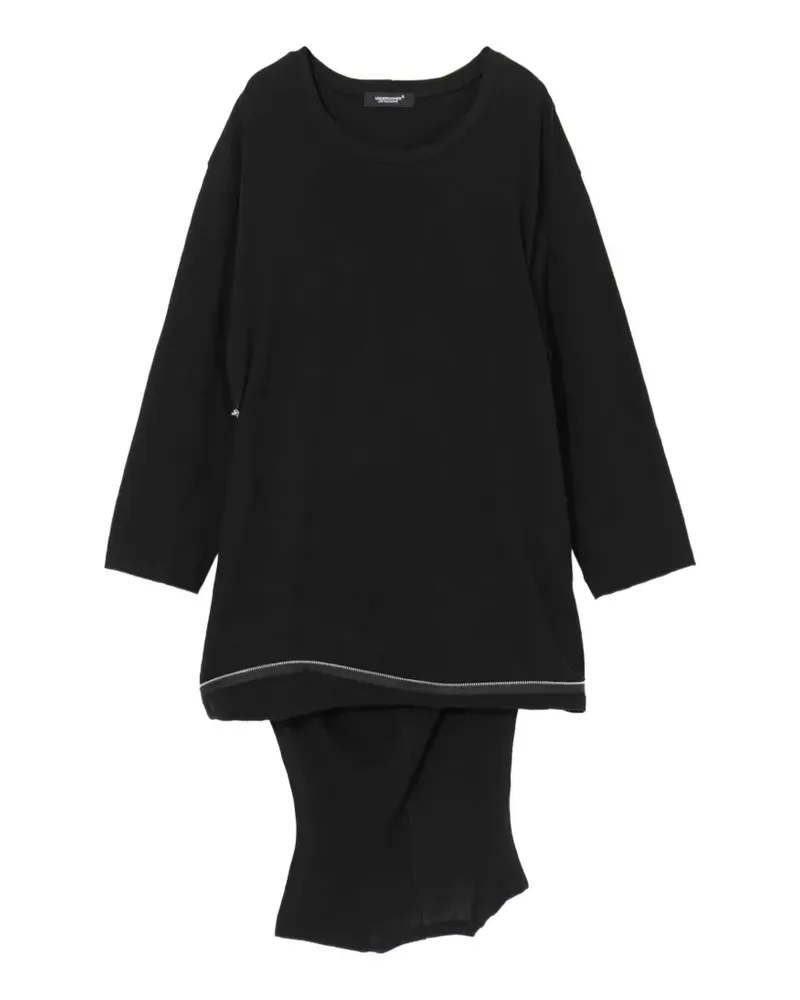 Undercover zip-detail asymmetric-hem T-shirt - Schwarz Schwarz