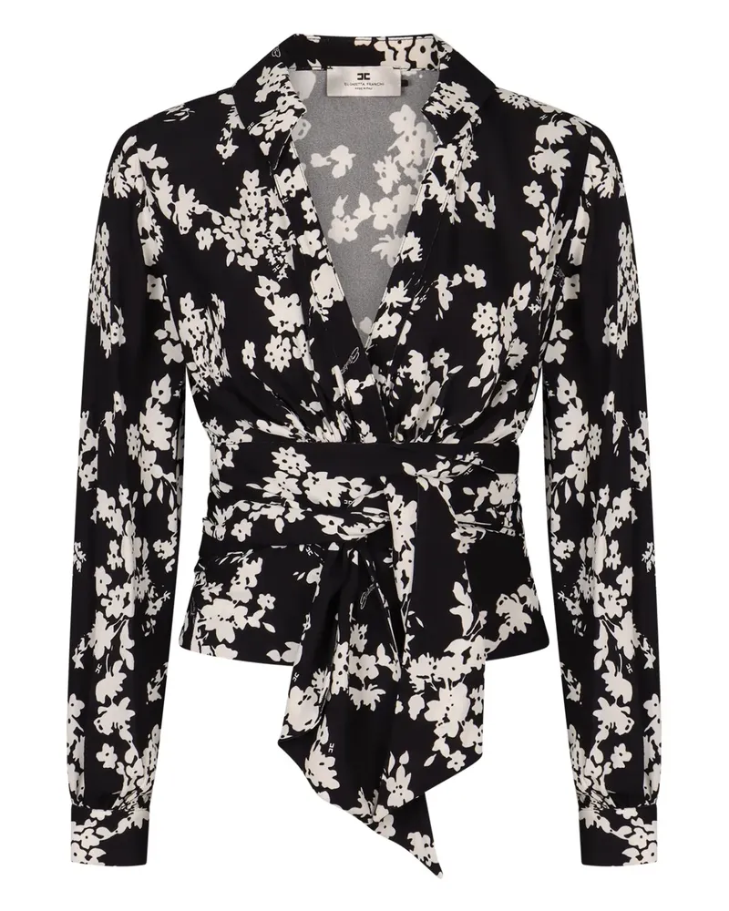 Elisabetta Franchi Bluse mit Blumen-Print - Schwarz Schwarz