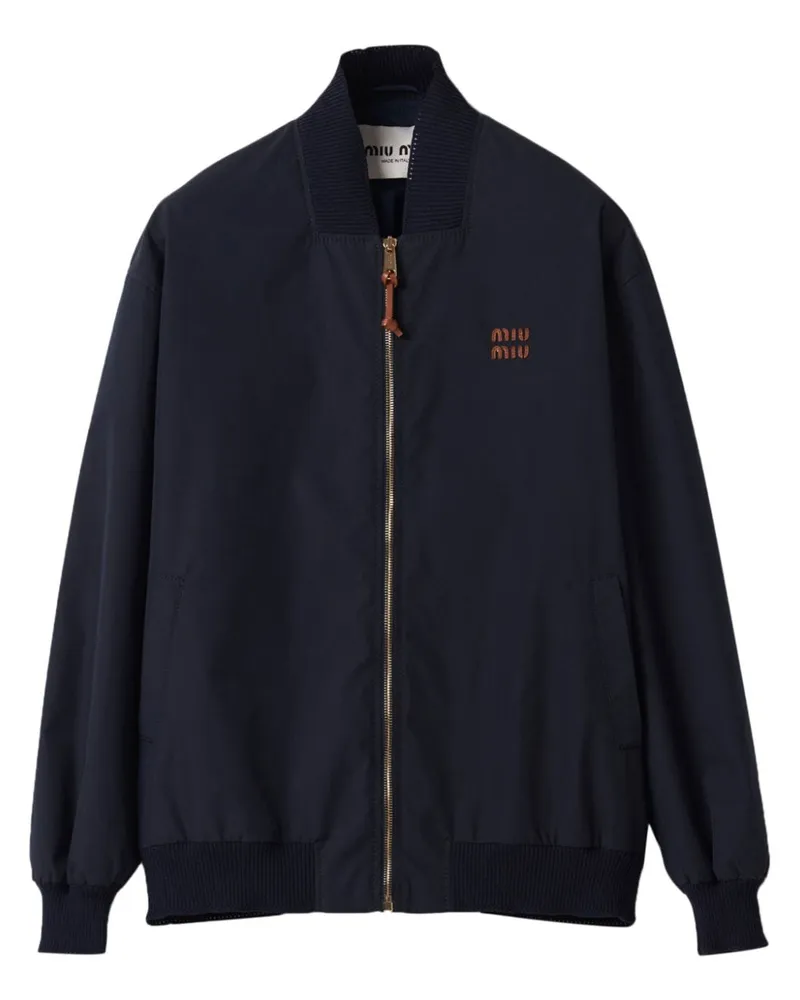 Miu Miu Bomberjacke mit Logo-Patches - Blau Blau