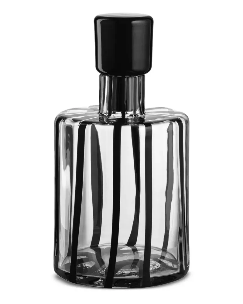 NasonMoretti Gestreifte Cyrcus Glasflasche 11cm x 20cm - Schwarz Schwarz
