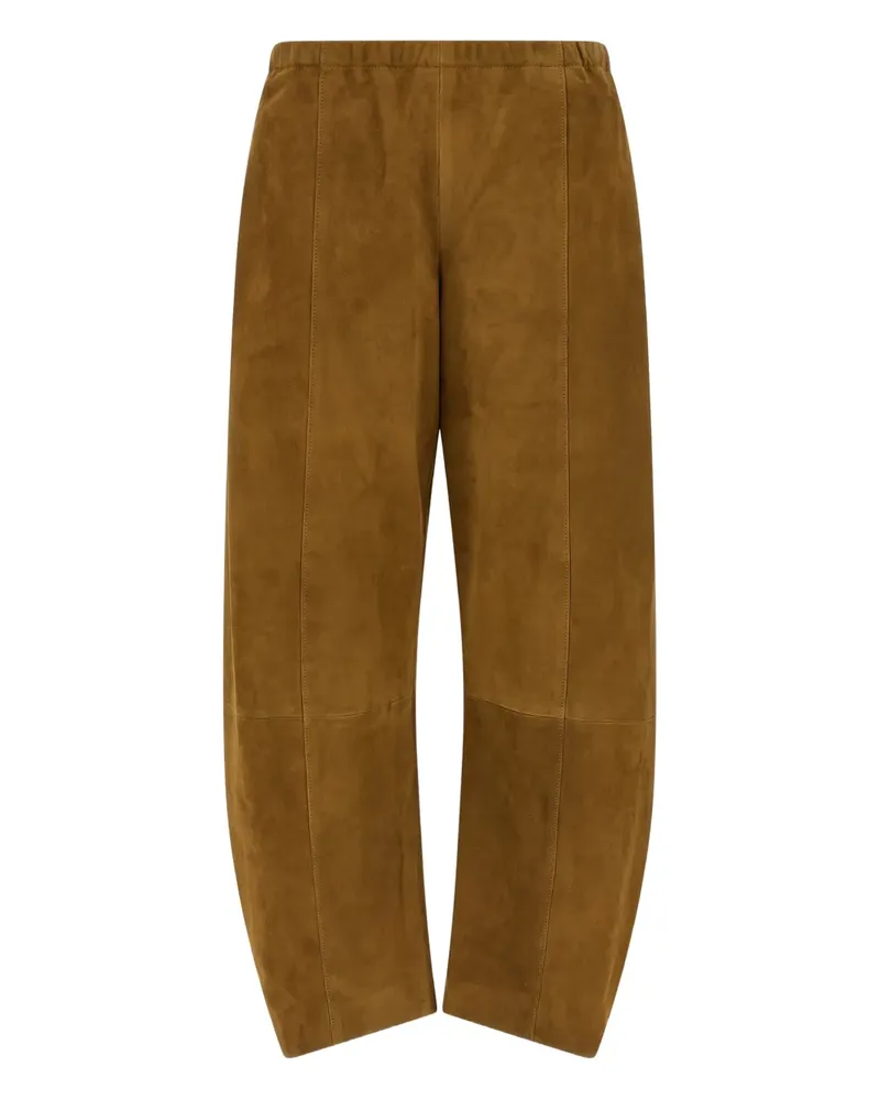 KHAITE Clover elasticated-waist wide-leg trousers - Braun Braun