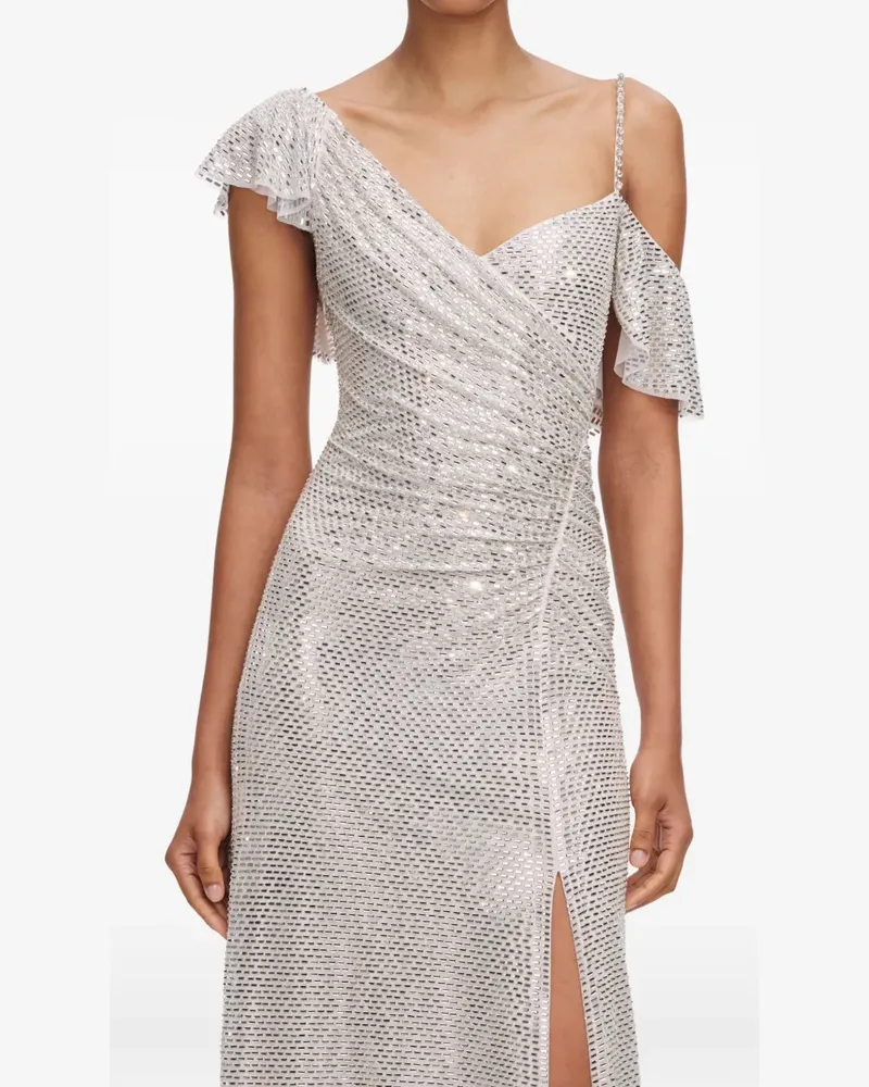 Self-Portrait Maxikleid mit Pailletten - Silber Silber