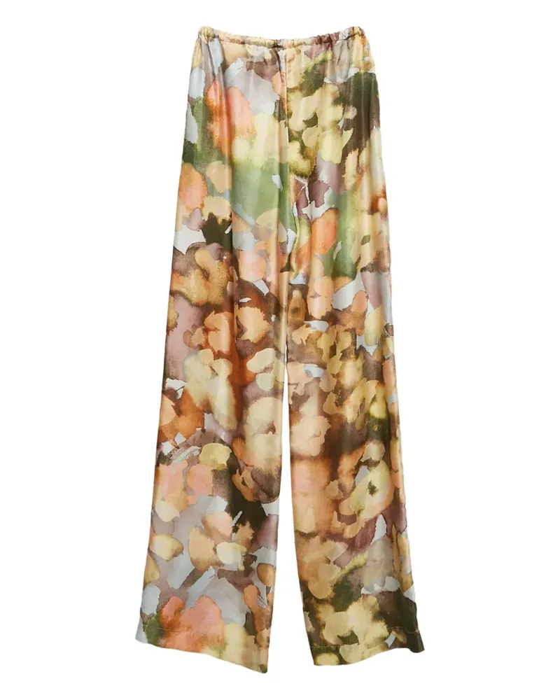 Nanushka Weite Hose mit Blumen-Print - Gelb Gelb