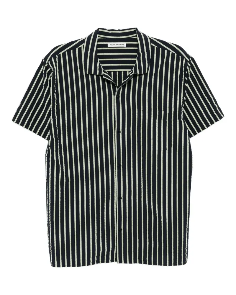 YMC Gestreiftes Malick Hemd - Blau Blau