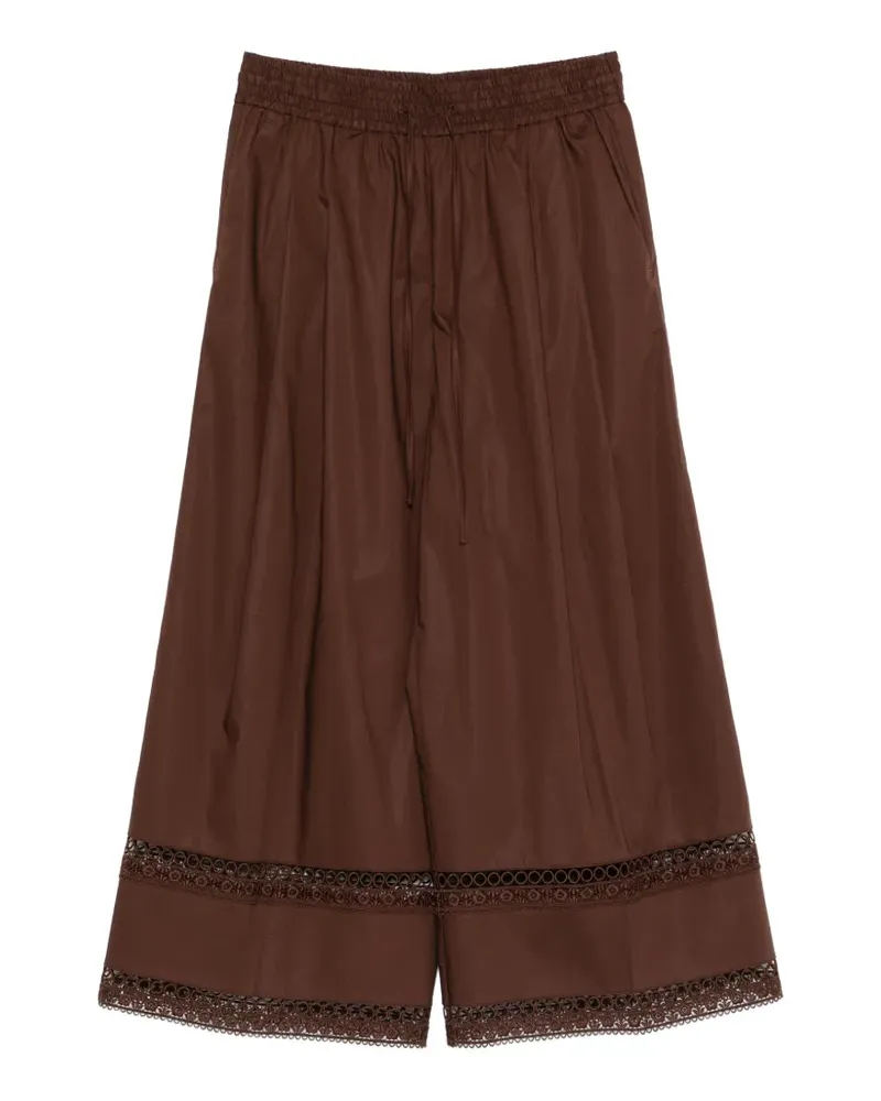 Twin-Set Hose mit Spitzenbesatz - Braun Braun