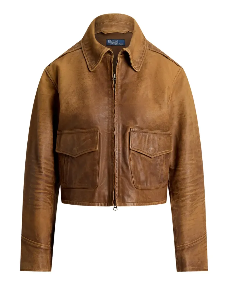 Ralph Lauren Lederjacke in Distressed-Optik - Braun Braun