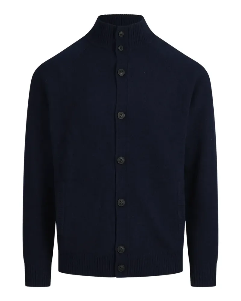 MC2 Saint Barth navy-blue Galway lambswool cardigan with high-collar - Blau Blau