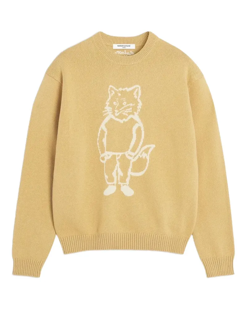 Kitsuné Pullover mit Fuchs-Intarsie - Gelb Gelb
