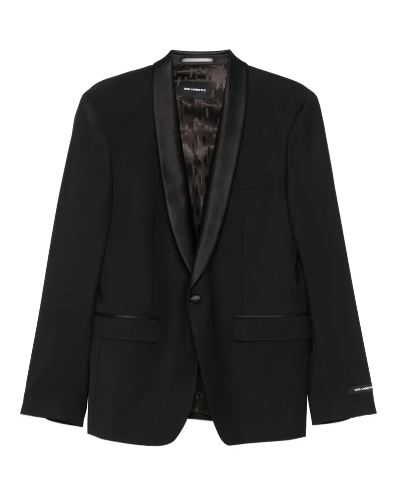 Karl Lagerfeld satin-trim buttoned blazer - Schwarz Schwarz