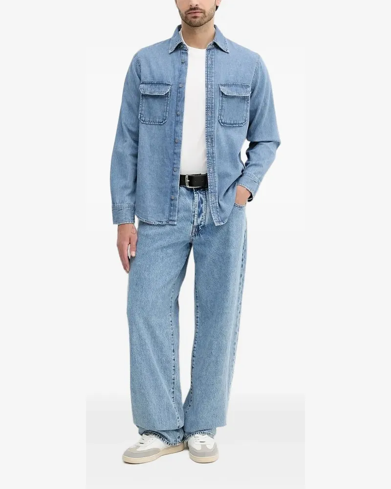 Armani Exchange Weite Jeans mit Logo-Patch - Blau Blau
