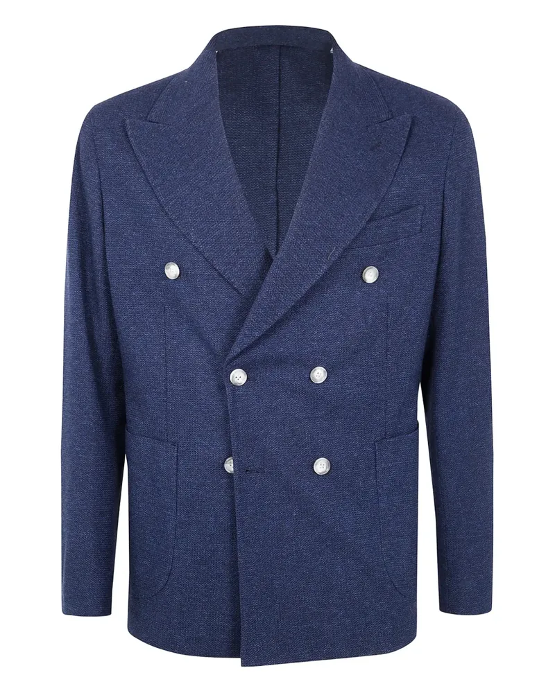 BARBA Blazer aus Baumwoll-Jeansstoff - Blau Blau