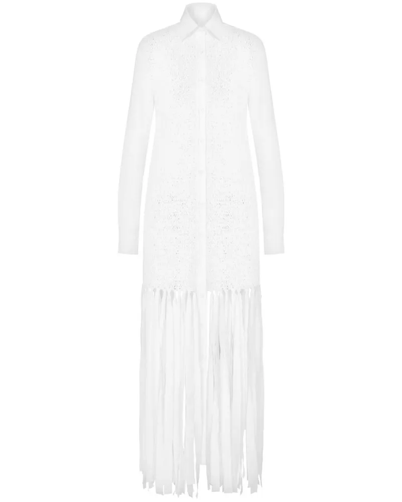Moschino Maxikleid mit Fransen - Weiß Weiß