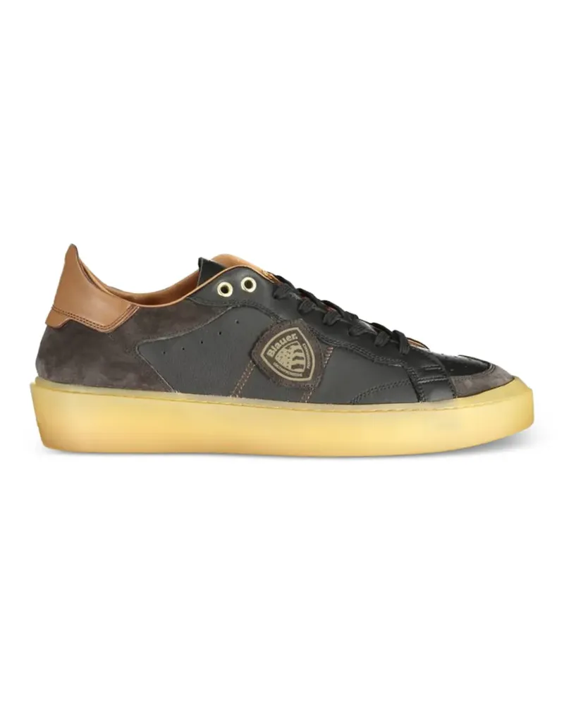 Blauer logo-patch panelled sneakers - Schwarz Schwarz