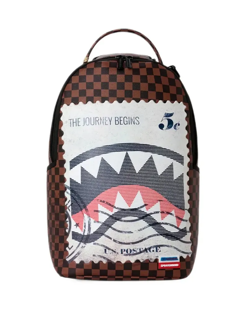 Sprayground USPS Shark Stamp graphic-print backpack - Braun Braun