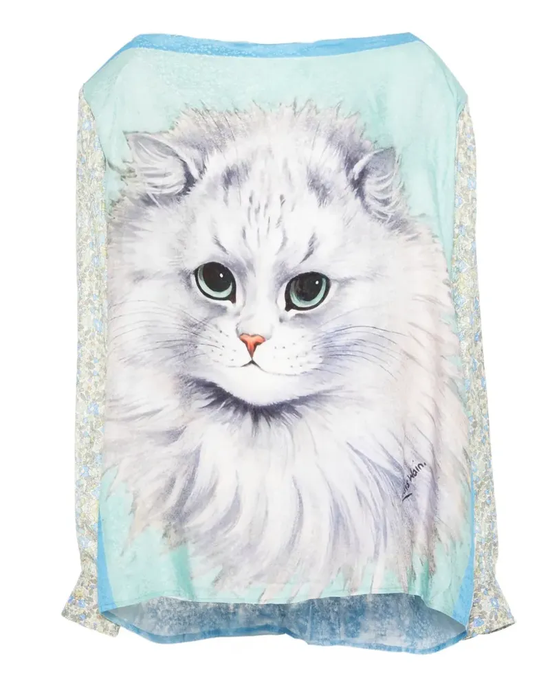 Barbara Bologna Bluse mit Katzenprint - Blau Blau