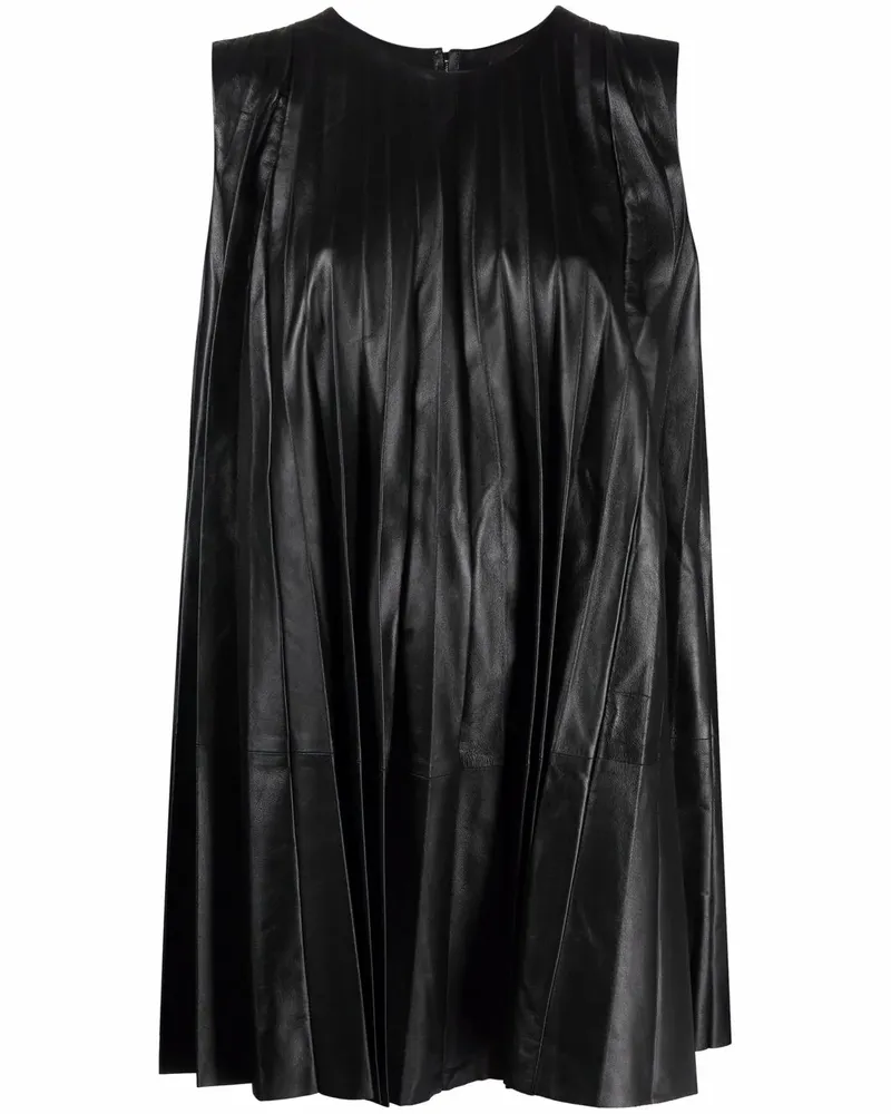 RED Valentino Shiftkleid aus Leder mit Falten - Schwarz Schwarz