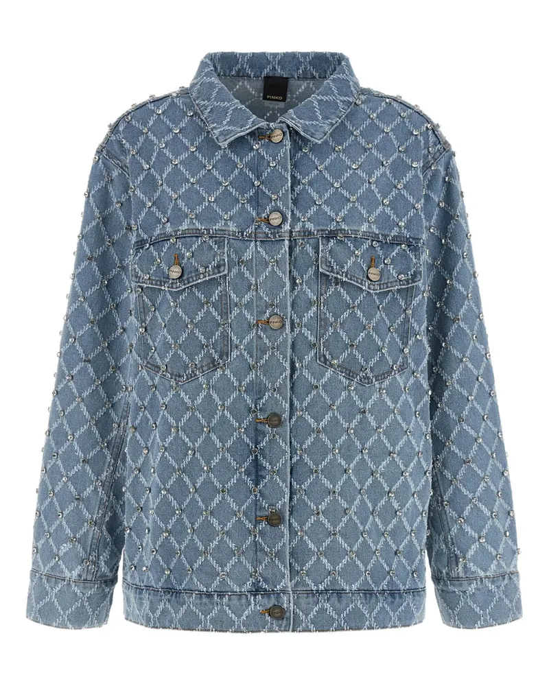 Pinko Pifferaio jacquard crystal denim overshirt - Blau Blau