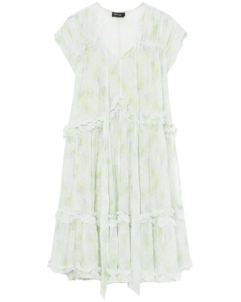 Tout a Coup Gerüschtes Minikleid mit Blumen-Print - Grün Grün
