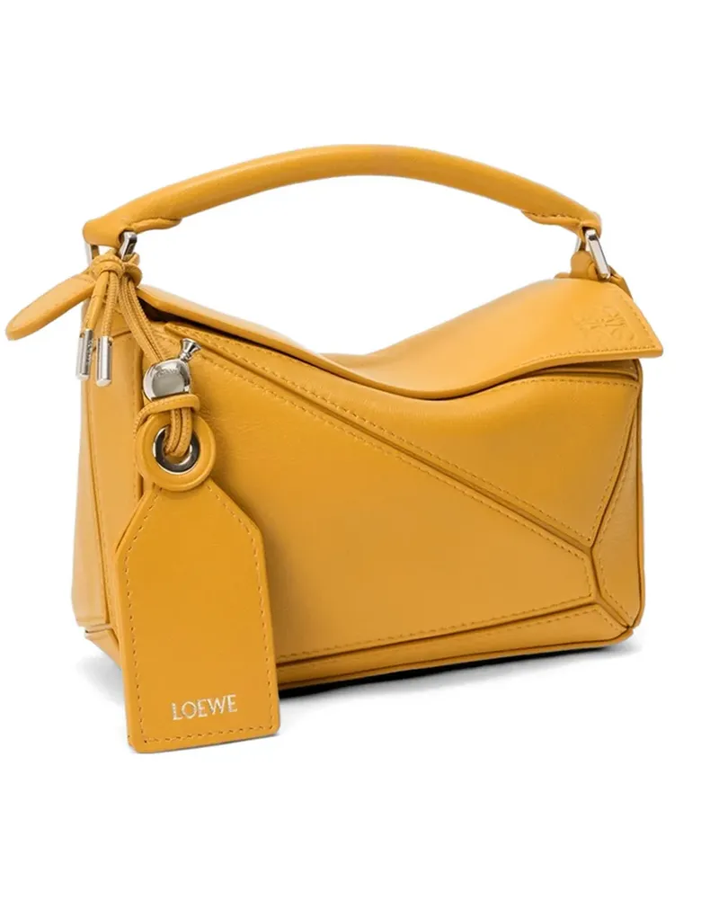 Loewe Featherlight Puzzle panelled leather mini bag - Gelb Gelb
