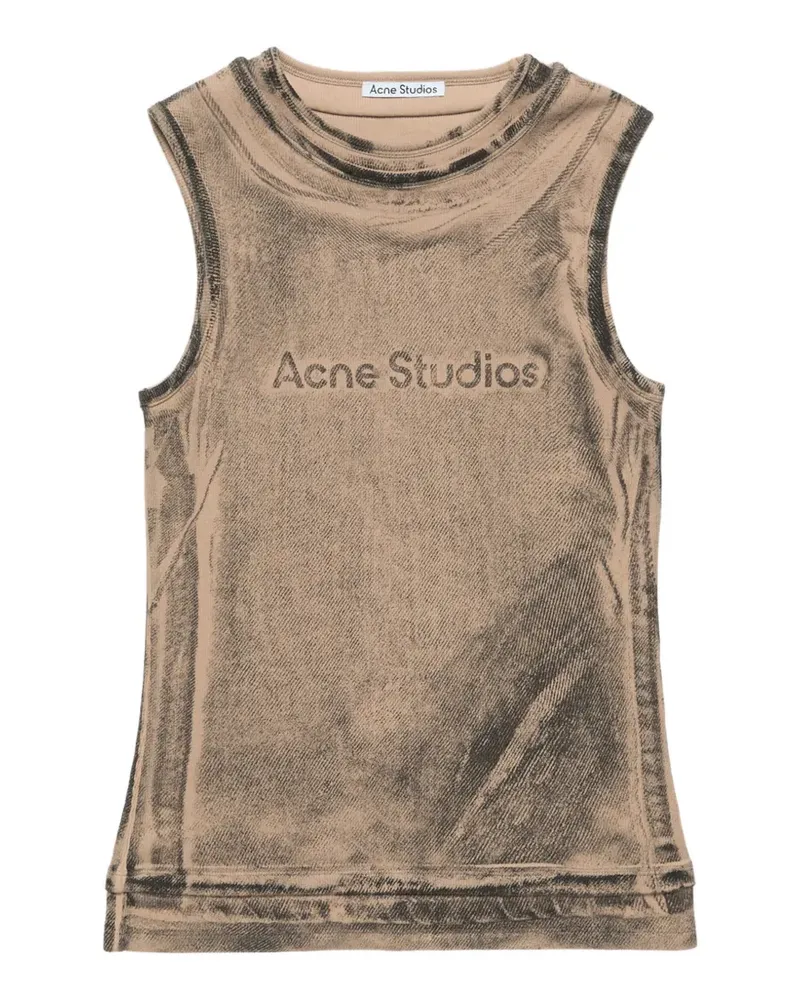 Acne Studios logo-print sleeveless top - Nude Nude