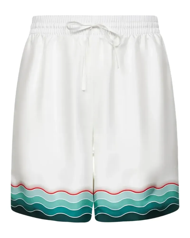 Casablanca Paris Montagne Ondulée silk shorts - Weiß Weiß