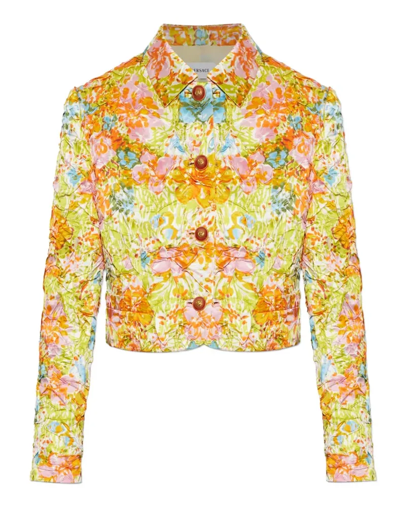 Versace crinkled floral-print jacket - Gelb Gelb