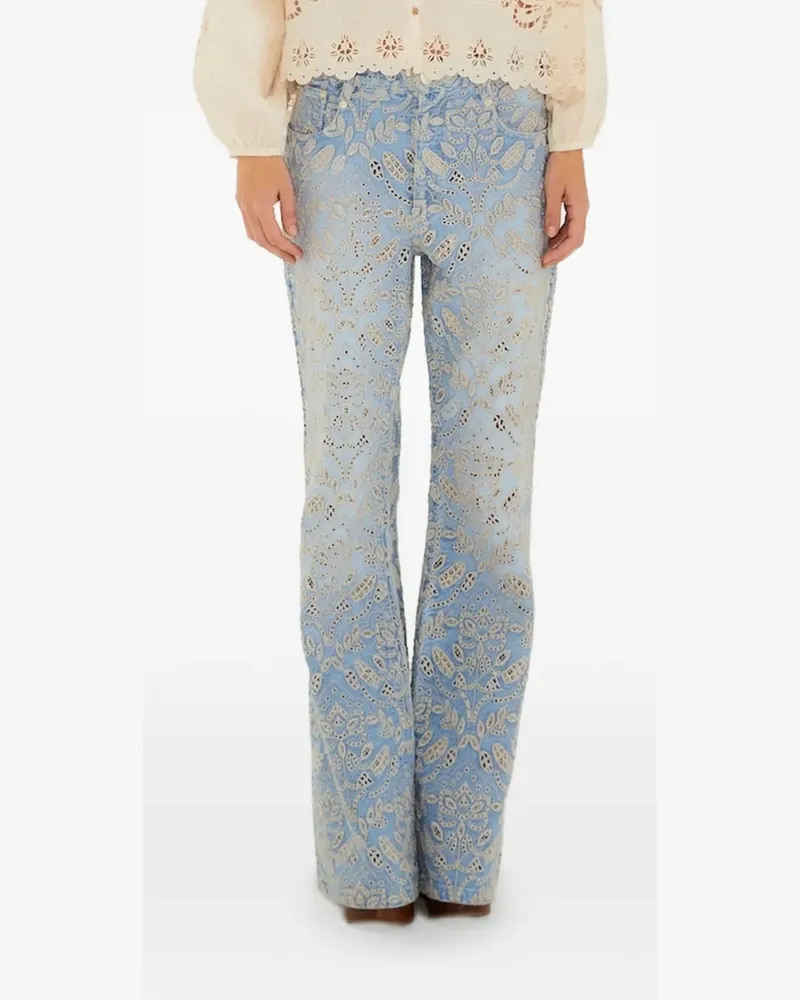 FARM Rio floral-embroidered jeans - Blau Blau