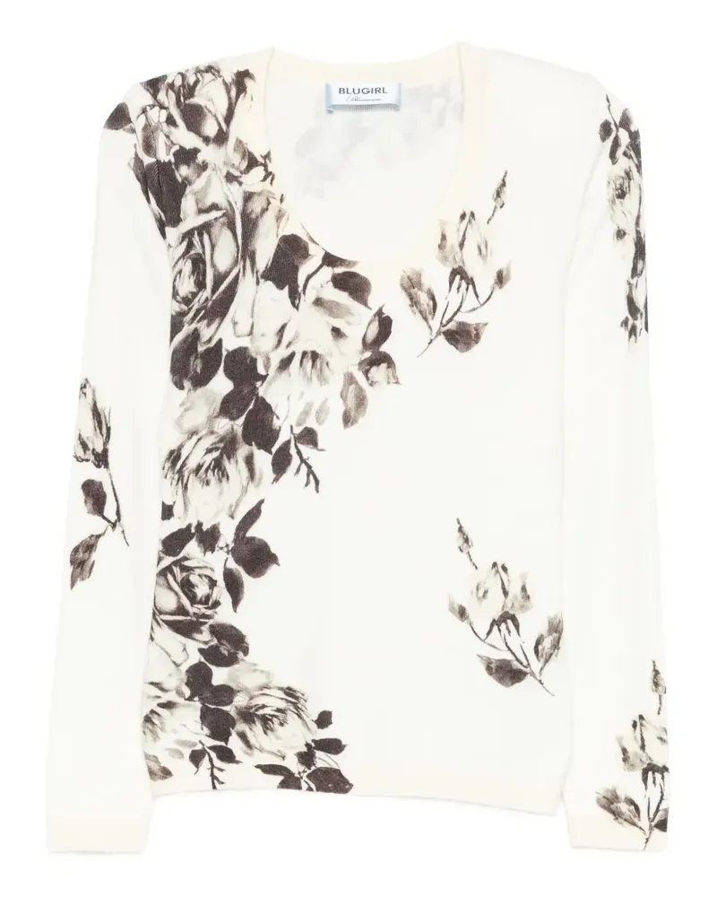 Blumarine Top mit Blumen-Print - Weiß Weiß
