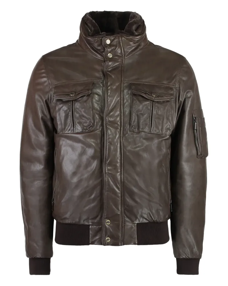 MOORER Gerippte Jacke mit Klappentasche - Braun Braun